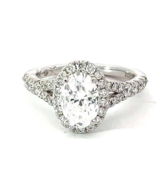 A.JAFFE 14K White Gold Diamond Halo Engagement Ring