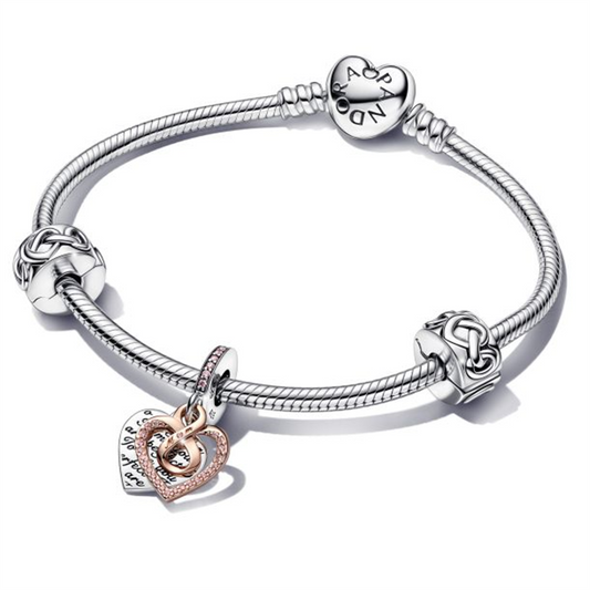 Pandora Two-Tone Infinity Heart Bracelet Gift Set Size 19