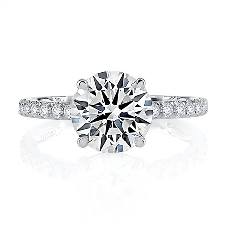 A.JAFFE 14K White Gold Statement Round Quilted Engagement Ring