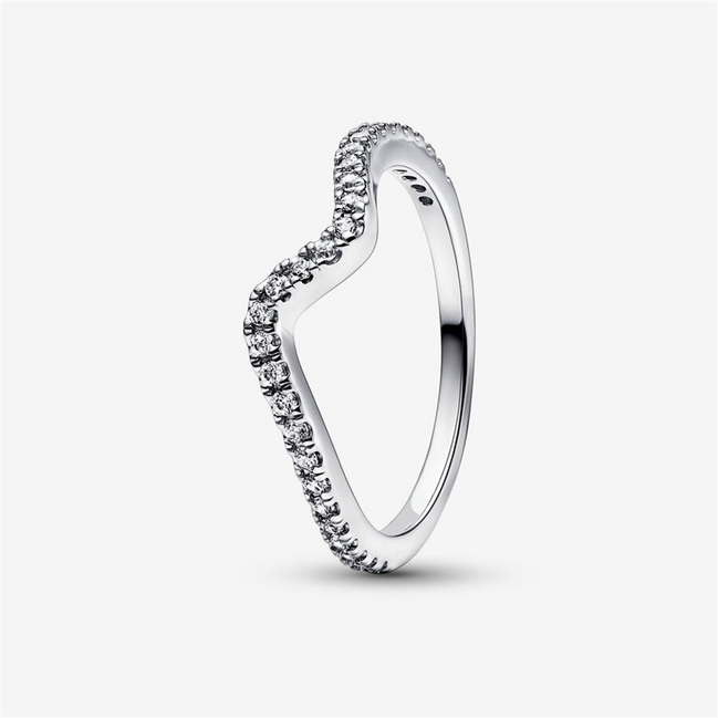 Pandora Timeless Sparkling Wave Ring Size 6