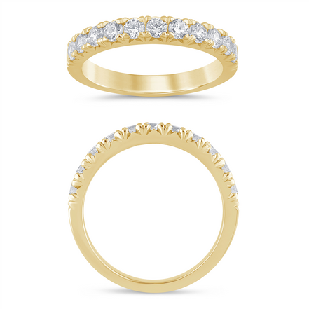 14K Yellow Gold 0.75 CTW Diamond French Pave' Set Half Eternity Band
