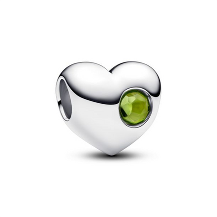 Pandora Engravable Spring Green Stone Heart Charm