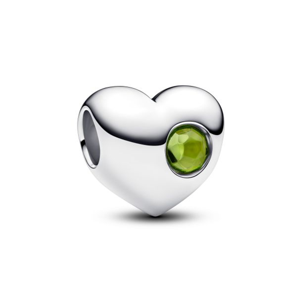 Pandora Engravable Spring Green Stone Heart Charm