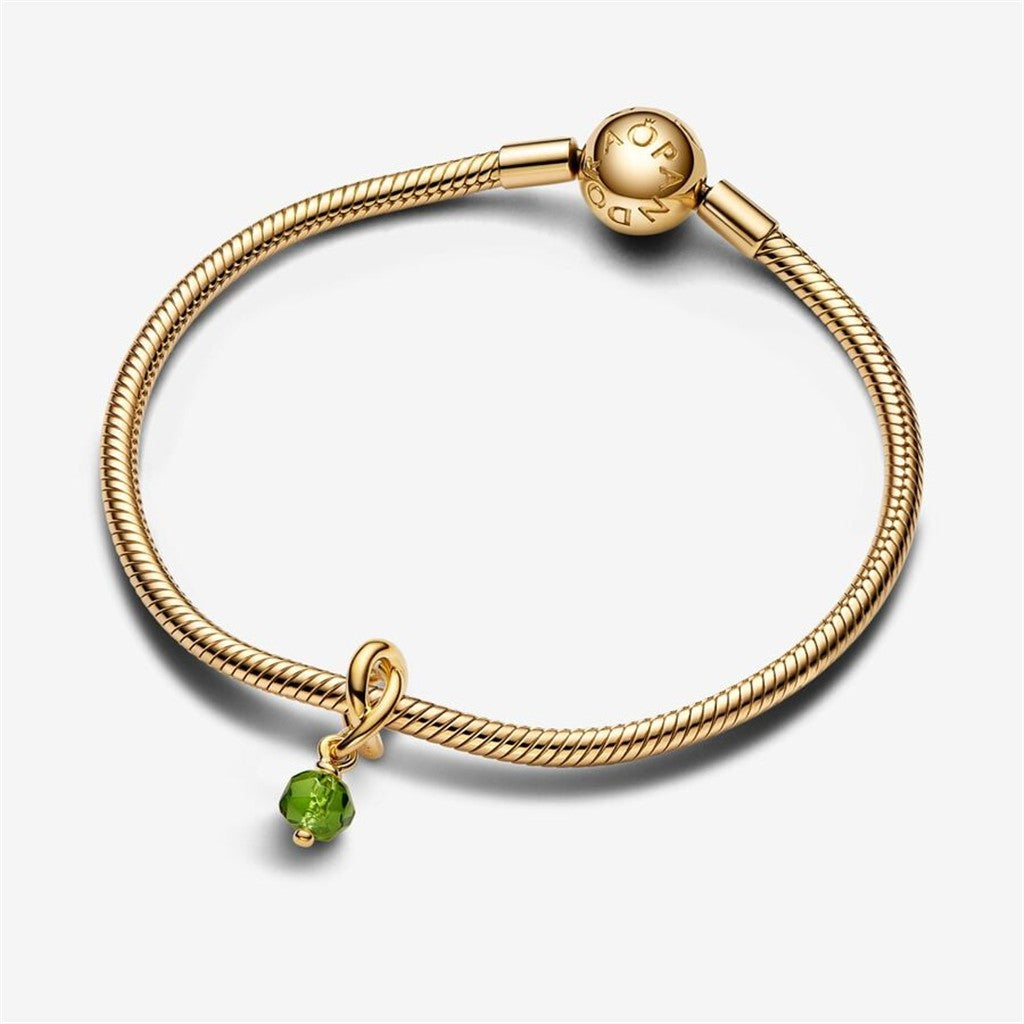 Pandora Moments August Birthstone Faceted Spring Green Eternity Circle Dangle Charm