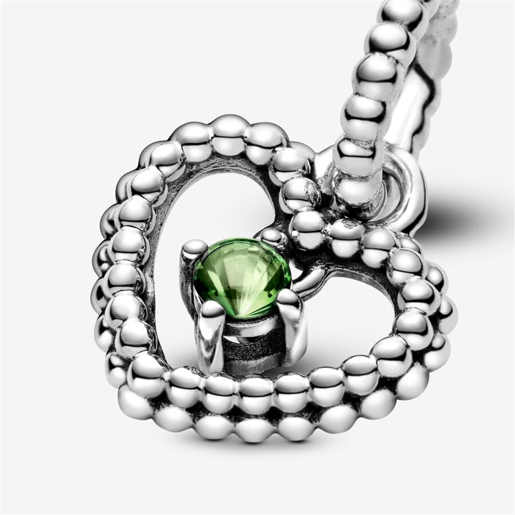 Pandora Moments August Spring Green Beaded Heart Dangle Charm