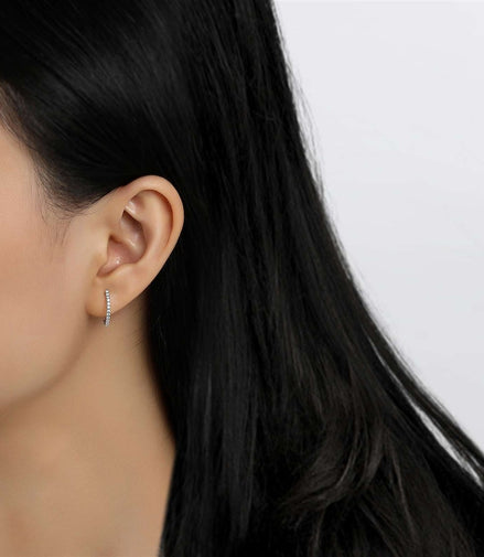 LaFonn 0.24 CTW Simulated Diamond Oval Huggie Hoop Earrings