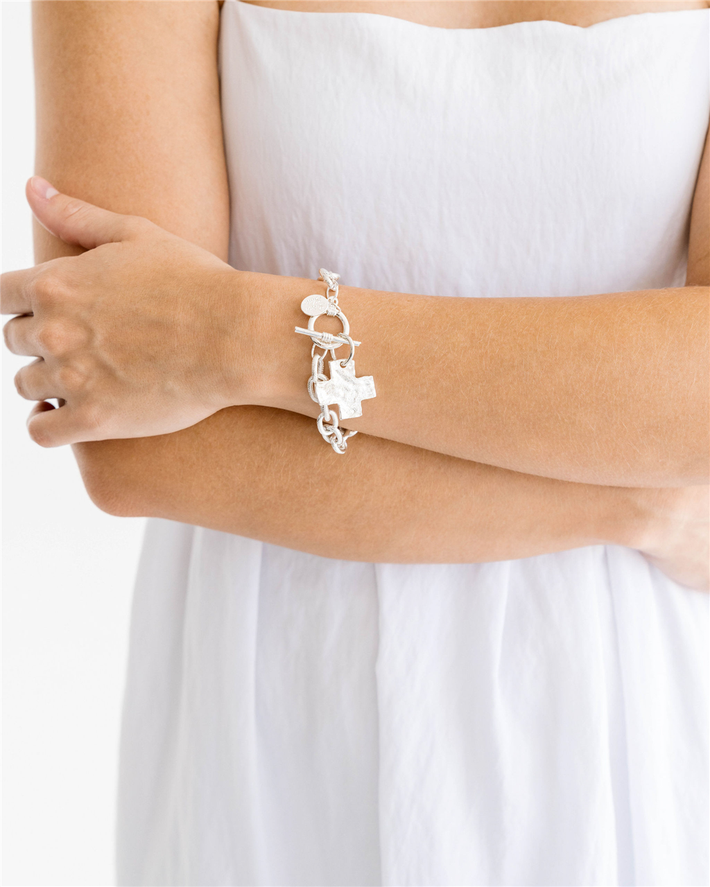 Susan Shaw Silver Cross Toggle Bracelet