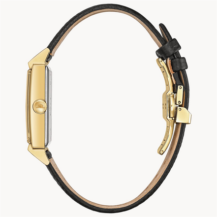 Bulova Frank Sinatra "My Way" Gold Tone Watch With Black Leather Strap