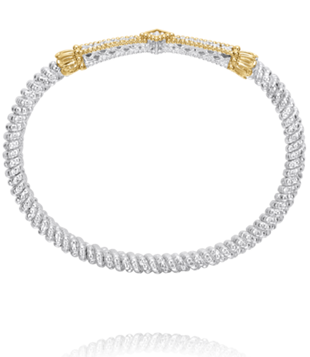 Vahan 14K Gold And Sterling Silver Diamond 4mm Closed Bracelet