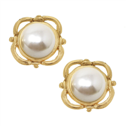 Susan Shaw Pearl Scroll Studs