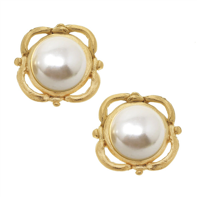 Susan Shaw Pearl Scroll Studs