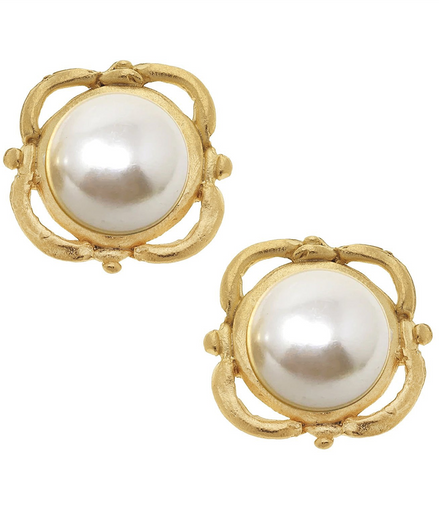 Susan Shaw Pearl Scroll Studs