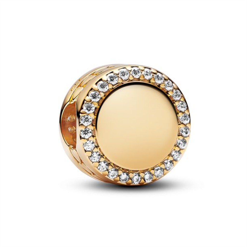 Pandora Moments Engravable Sparkling Button Charm