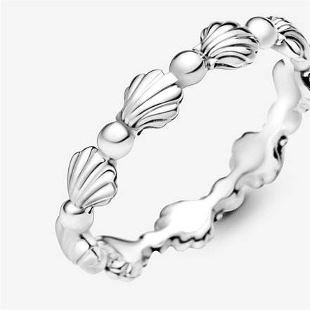 Pandora Moments Beaded Seashell Band Ring Size 5
