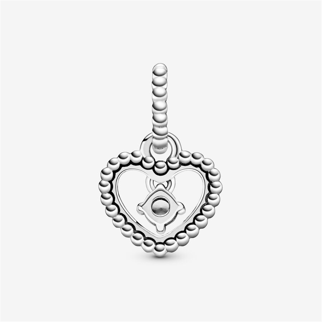 Pandora Moments April Milky White Beaded Heart Dangle Charm