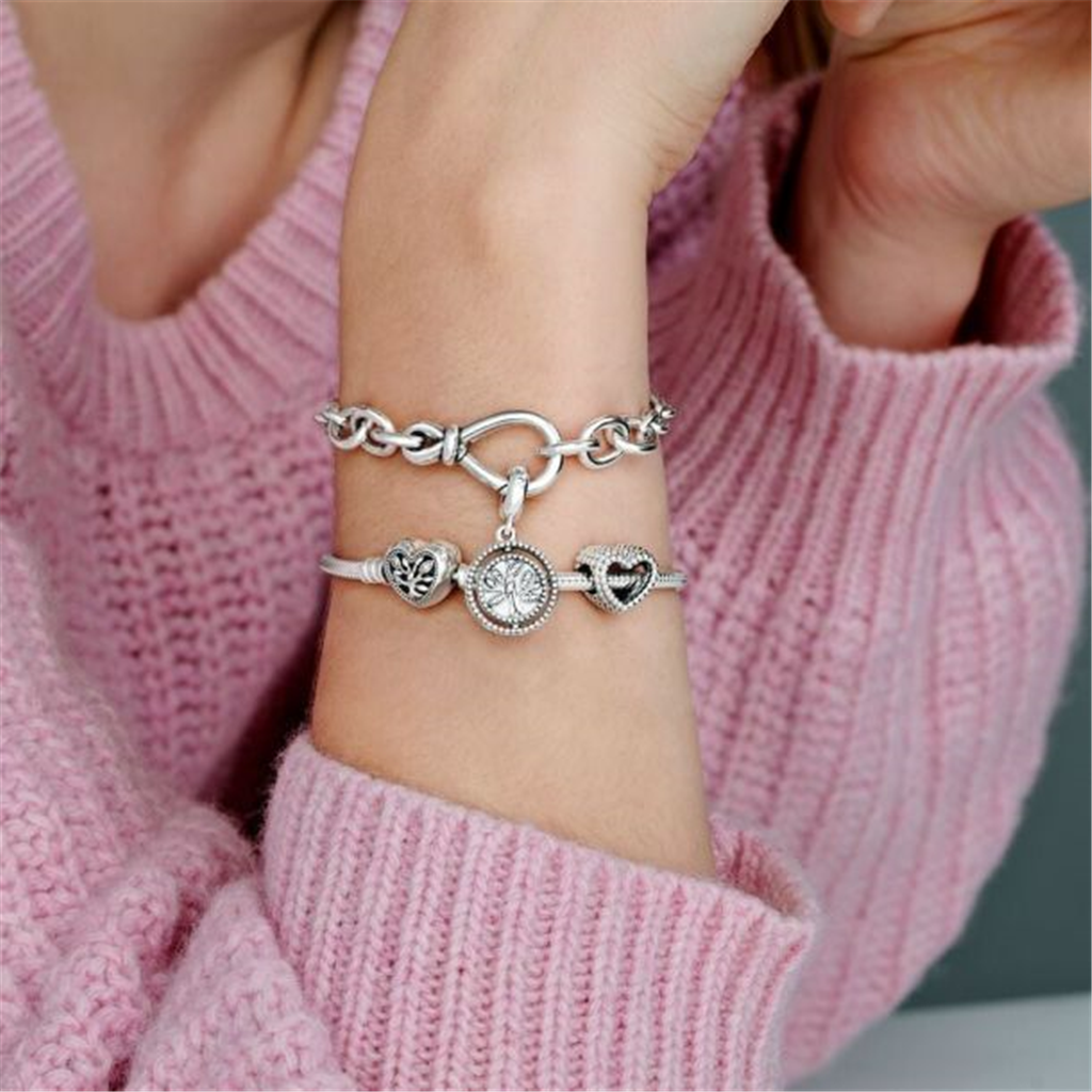Pandora Moments Family Tree Heart Clasp Bracelet Size 21