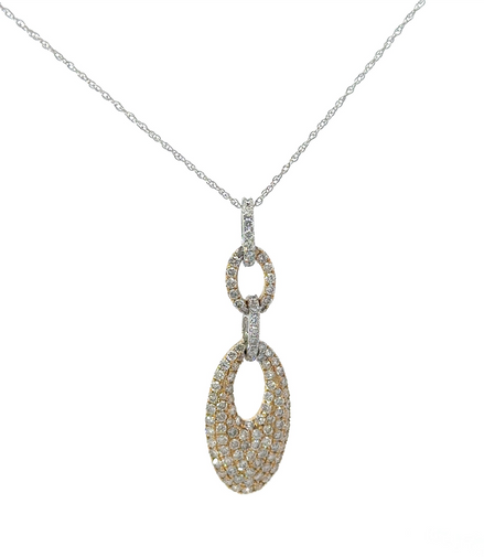 Ladies 14K Gold And 1.23 CT Pave' Diamond Fashion Pendant Necklace