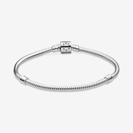 Pandora Moments Barrel Clasp Snake Chain Charm Bracelet Size 23