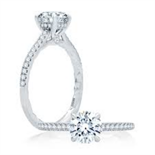 A.JAFFE 14K White Gold Four Prong Diamond Engagement Ring