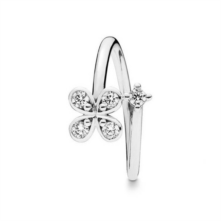 Pandora Moments Four-Petal Flowers Twisted Ring Size 6