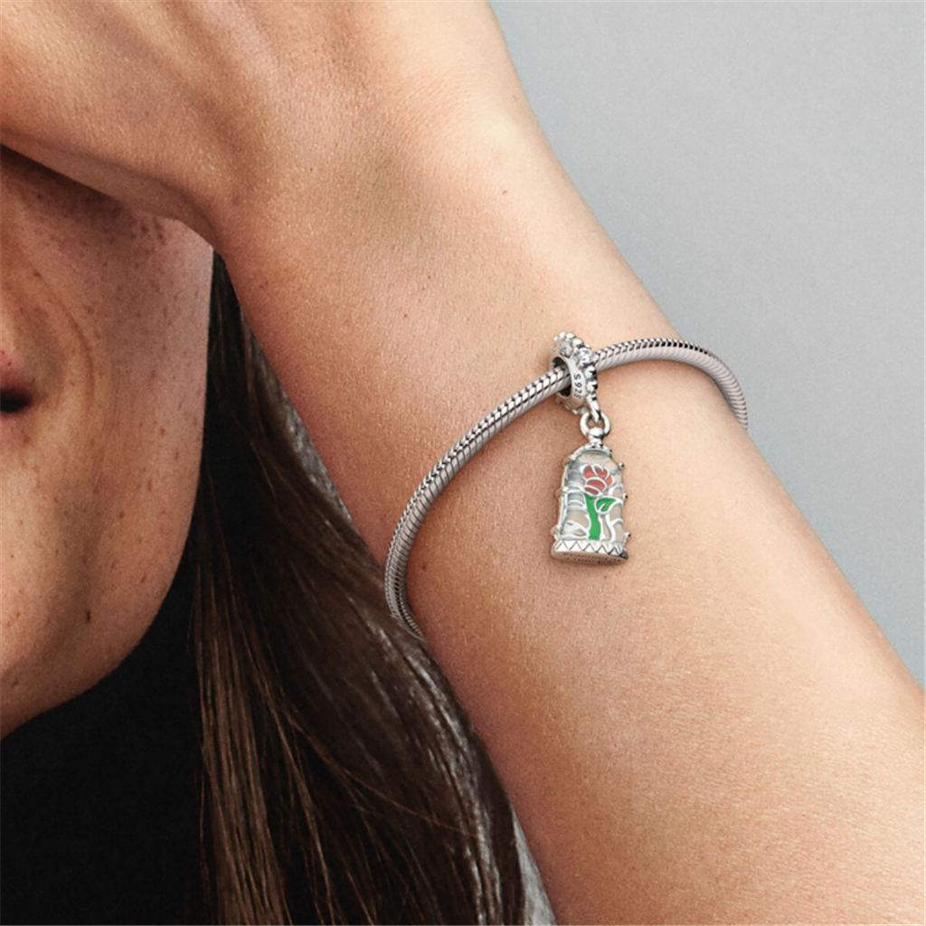 Pandora Disney Beauty and the Beast Enchanted Rose Dangle Charm