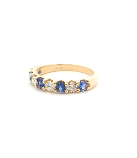 14K Yellow Gold Sapphire & Diamond Fashion Band