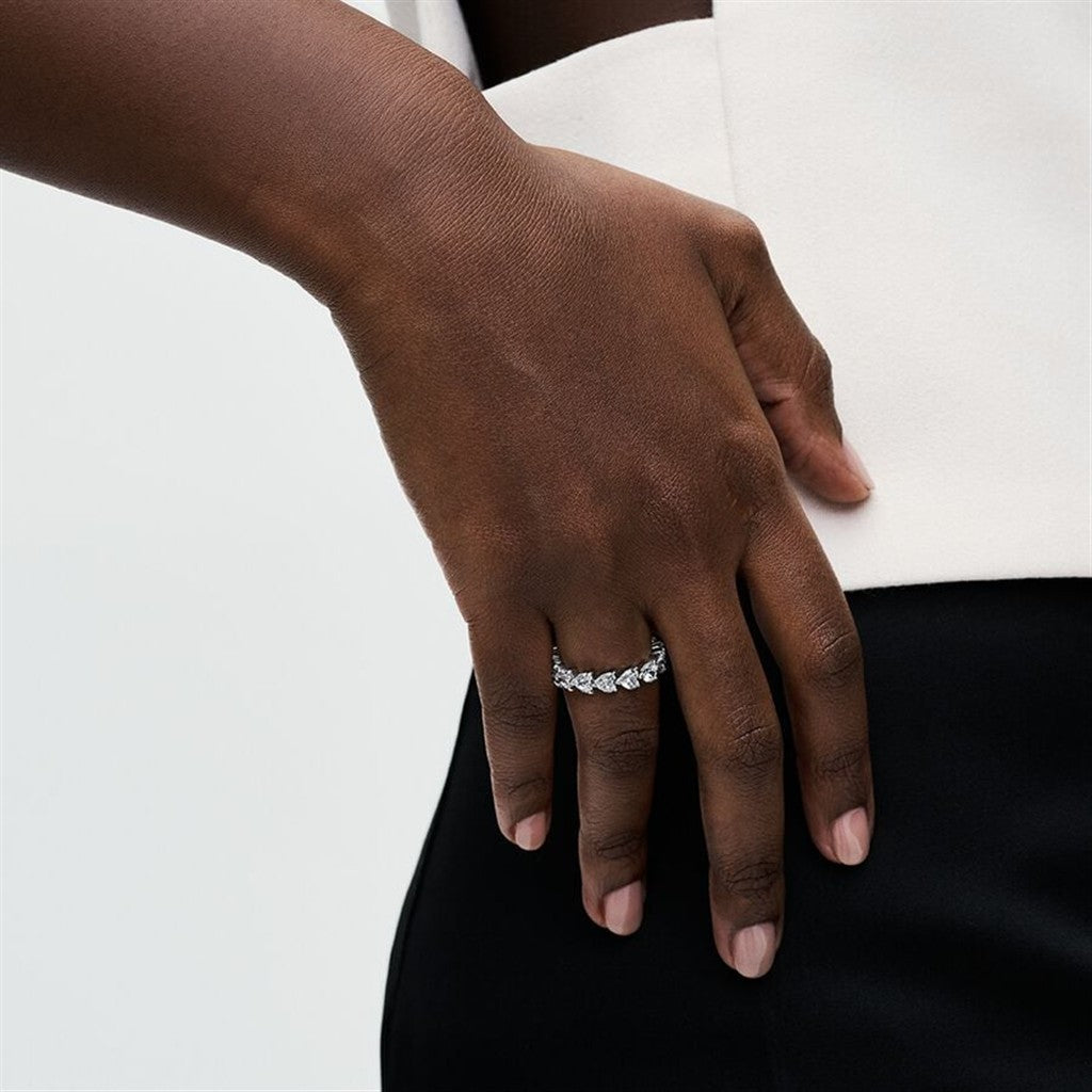 Pandora Timeless Row of Hearts Eternity Ring Size 7.5