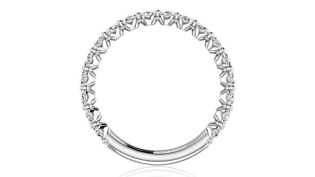 A.JAFFE 14K White Gold Oval Diamond Wedding Band
