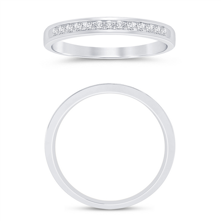 14K White Gold 0.16 CTW Diamond Channel Set Half Eternity Band