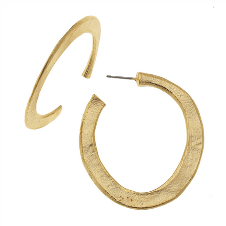 Susan Shaw Triple Gold Plated Hammered Hoop Earrings