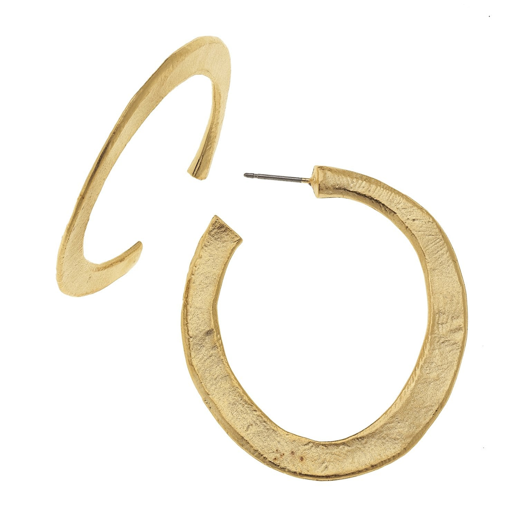 Susan Shaw Triple Gold Plated Hammered Hoop Earrings