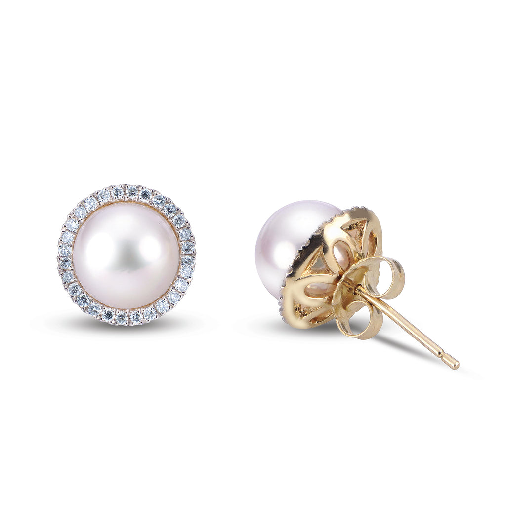Imperial Pearl and Diamond Earrings