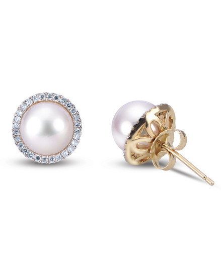 Imperial Pearl and Diamond Earrings