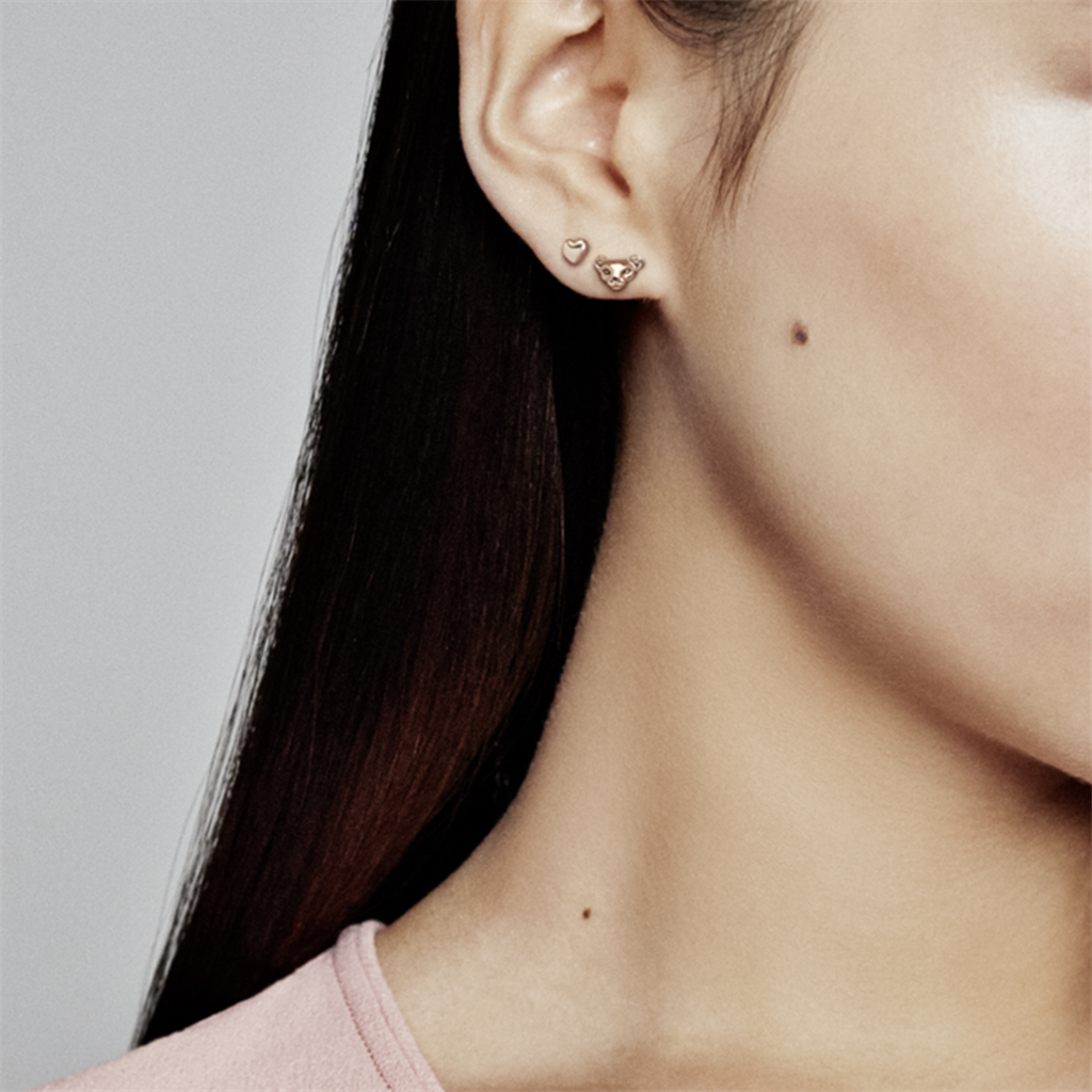 Pandora Rose Lioness And Heart Stud Earrings