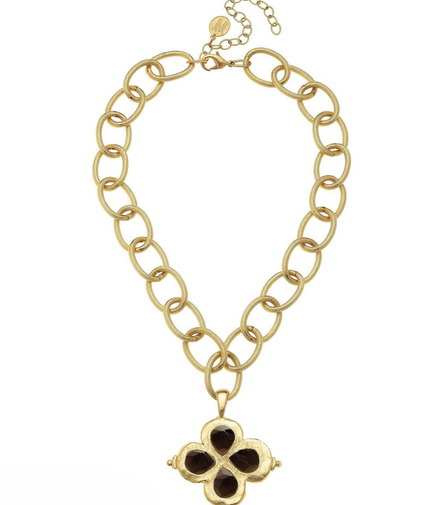 Susan Shaw Brown Stone Clover Necklace