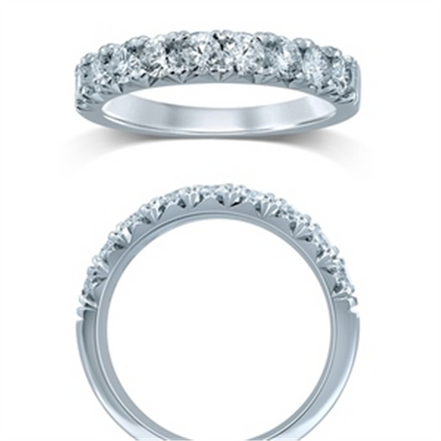 14K White Gold 1 CTW Diamond French Pave' Set Half Eternity Band