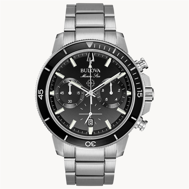 Bulova Men's Marine Star Black Dial Chronograph Watch
