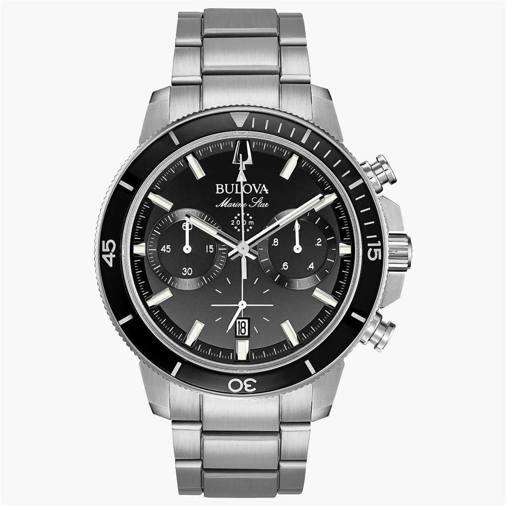 Bulova Men's Marine Star Black Dial Chronograph Watch