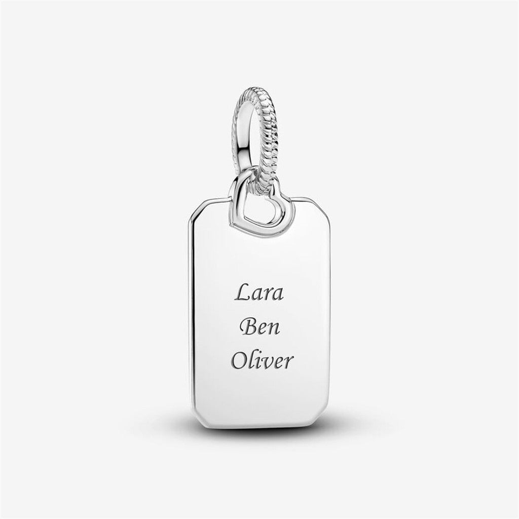 Pandora ME/Moments Silver Engravable Rectangle Tag Pendant