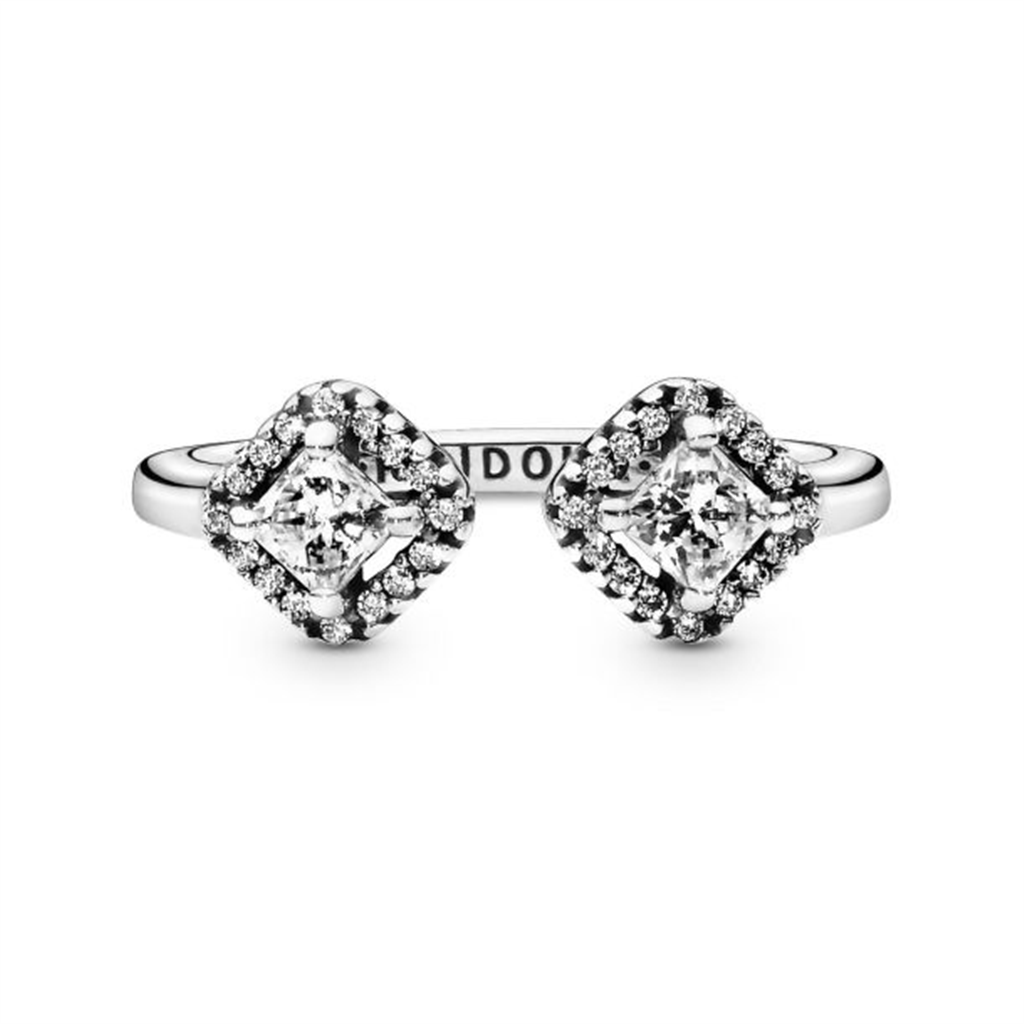 Pandora Timeless Square Sparkle Open Ring Size 7