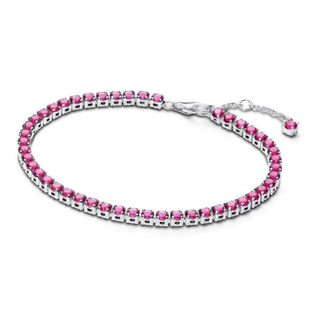 Pandora Timeless Sparkling Pink Tennis Bracelet Size 18