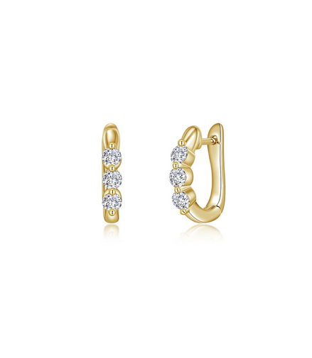 Lafonn 1.0 CTW Simulated Diamond 3-Stone Huggie Hoop Earrings