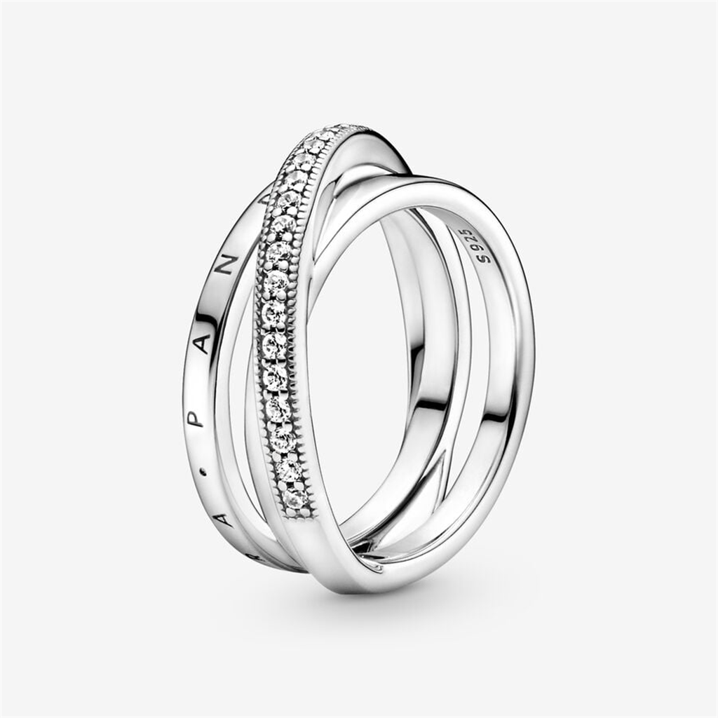 Pandora Signature Crossover Pavé Triple Band Ring Size 7