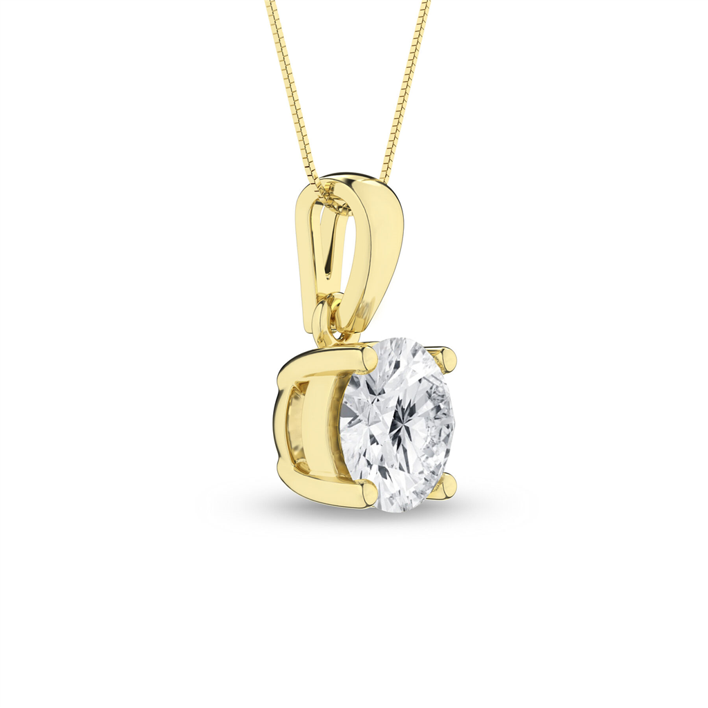 Revelation 14K Gold 1 CT Classic Round Lab Grown Diamond Solitaire Pendant Necklace