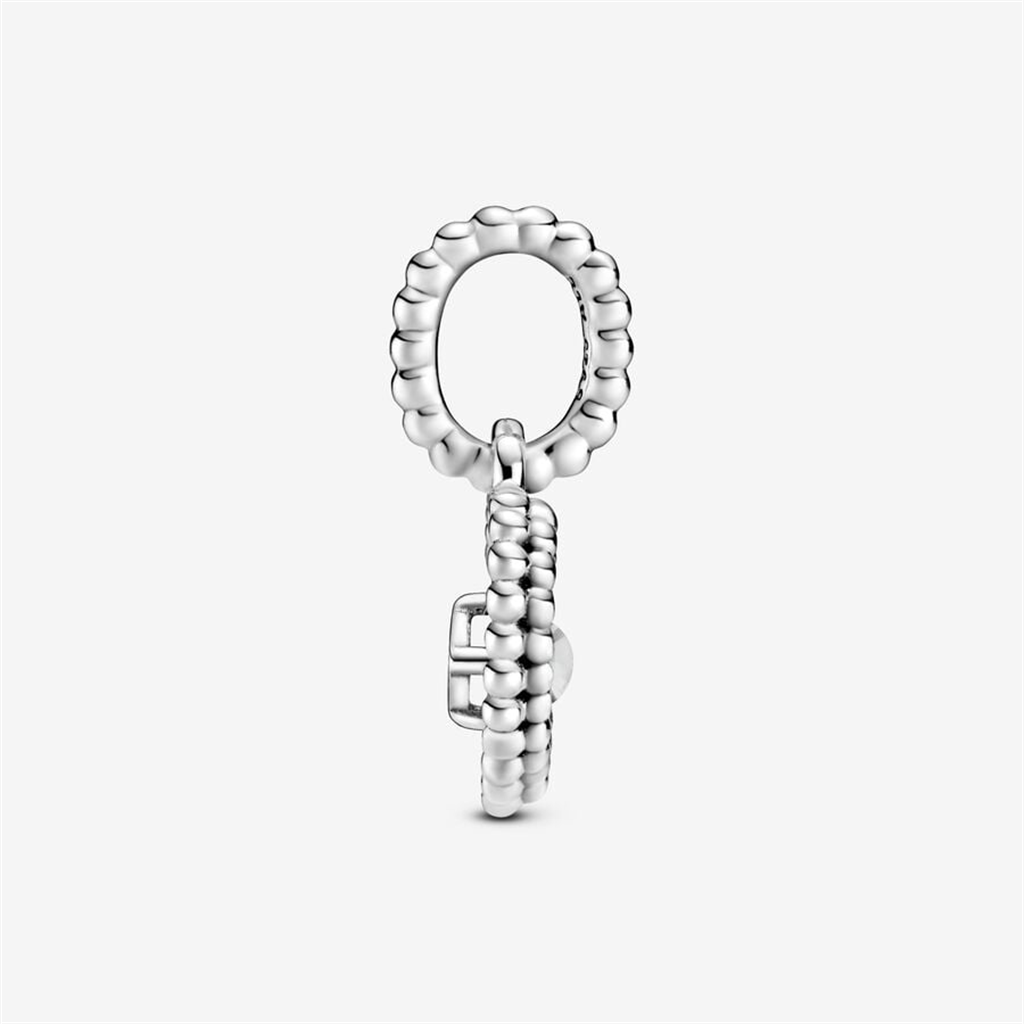 Pandora Moments April Milky White Beaded Heart Dangle Charm