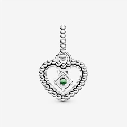 Pandora Moments August Spring Green Beaded Heart Dangle Charm