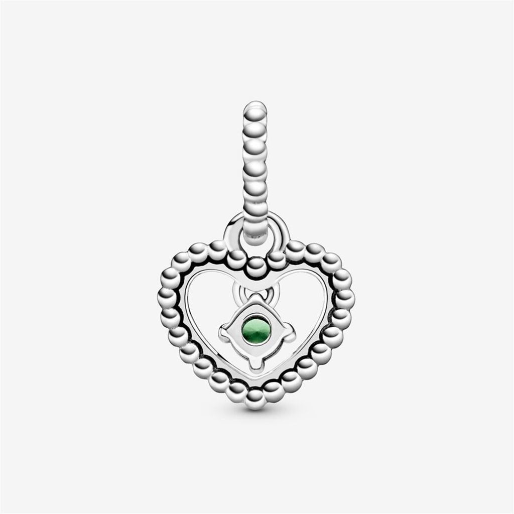 Pandora Moments August Spring Green Beaded Heart Dangle Charm