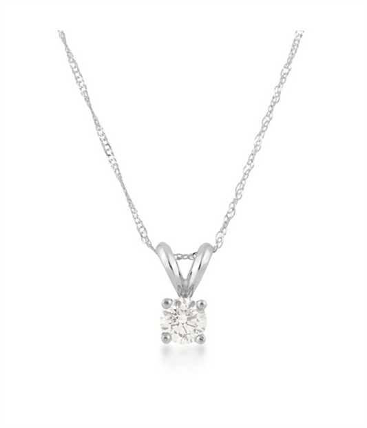 Ladies14K White Gold Diamond Solitaire Necklace .25 ctw