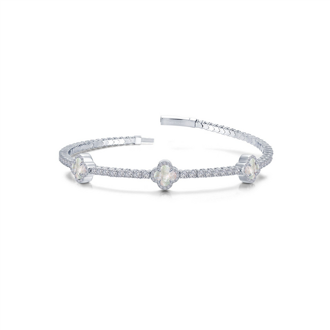 Lafonn 2.40 CTW Simulated Diamond and Mother Of Pearl Flexible Station Tennis Bracelet