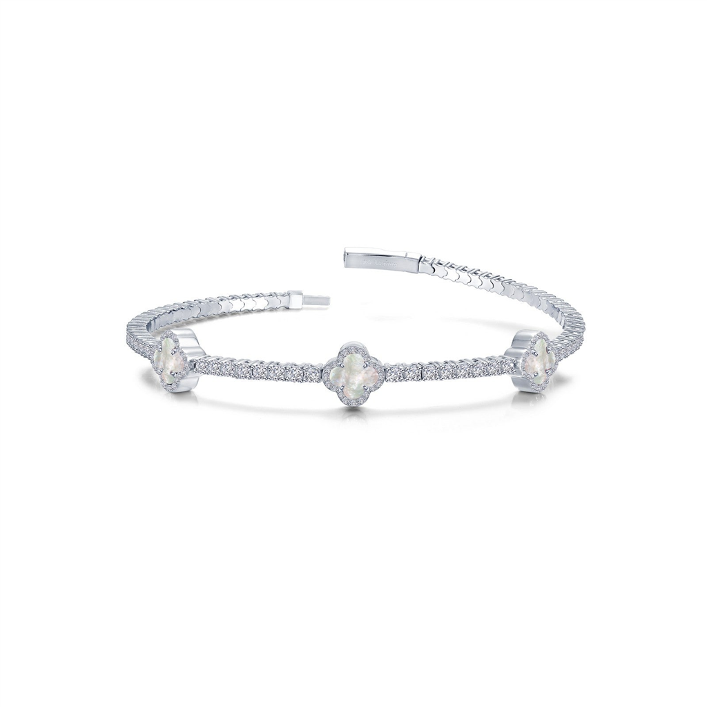 Lafonn 2.40 CTW Simulated Diamond and Mother Of Pearl Flexible Station Tennis Bracelet